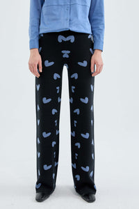 Knit Pant in Blue Heart Print