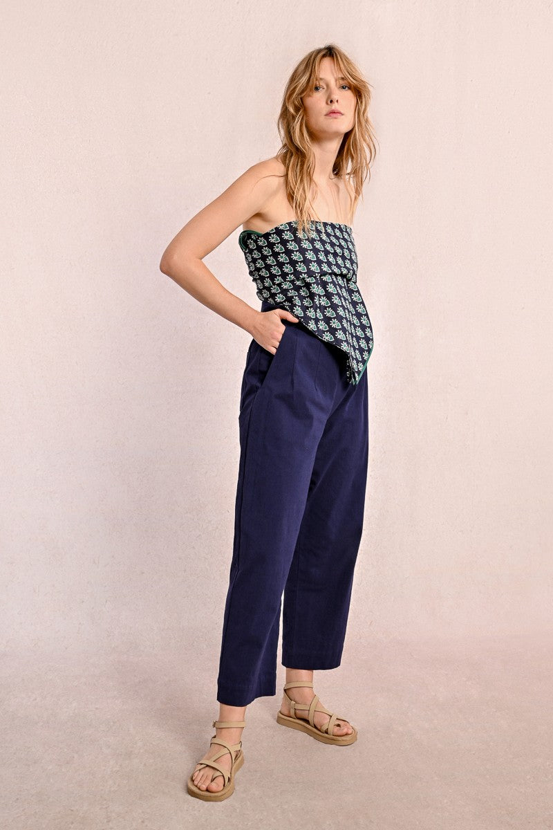 Straight Leg High Waist Pant in Navy