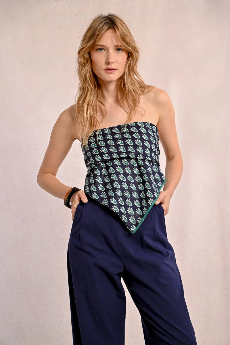 Straight Leg High Waist Pant in Navy