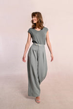 Load image into Gallery viewer, Pleated Wide Leg Pant in Sage Green

