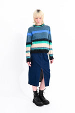 Load image into Gallery viewer, Fuzzy Striped Sweater in Emerald Combo
