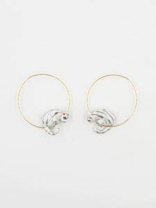 Suspended Tabby Cat Hoop Earrings