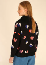 Load image into Gallery viewer, Hearts Turtleneck Sweater in Black
