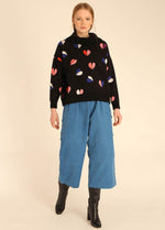 Load image into Gallery viewer, Hearts Turtleneck Sweater in Black
