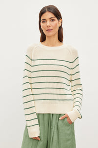 Chayse Striped Crewneck Sweater in Cream