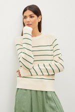 Load image into Gallery viewer, Chayse Striped Crewneck Sweater in Cream
