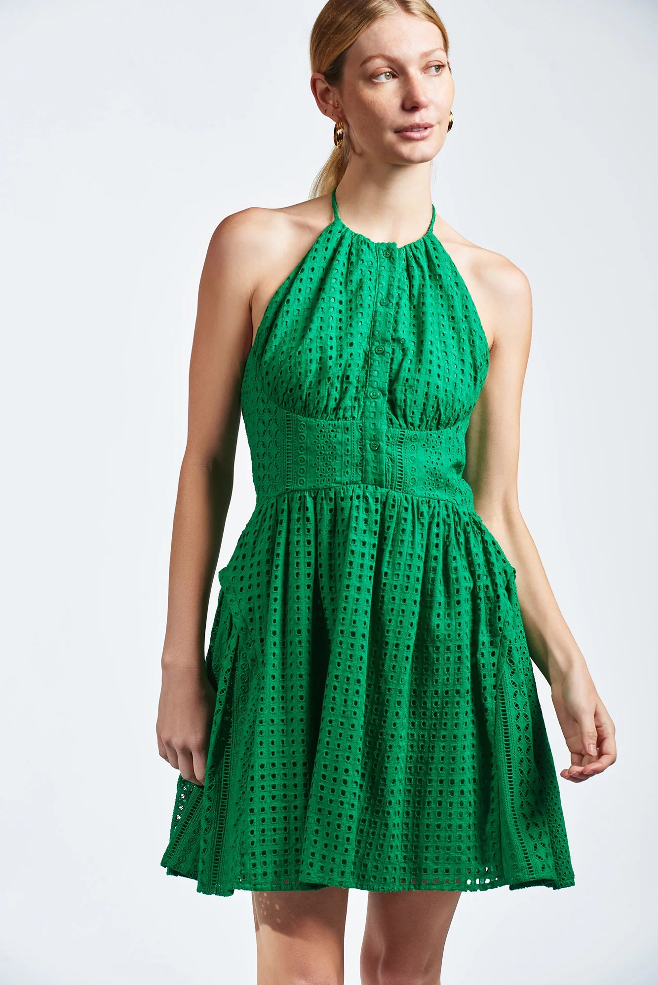 Green sales eyelet dress