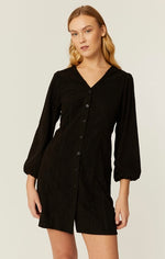 Load image into Gallery viewer, Corduroy Short Dress in Black
