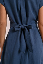 Load image into Gallery viewer, Tie Back Shirt Dress in Navy

