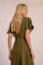Load image into Gallery viewer, Twist Front Maxi Dress in Khaki
