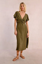 Load image into Gallery viewer, Twist Front Maxi Dress in Khaki
