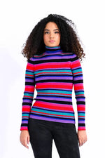 Load image into Gallery viewer, Striped Turtleneck Jumper in Multi
