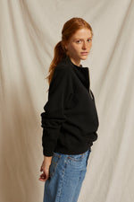 Load image into Gallery viewer, Tyra Fleece 1/4 Zip Pullover in True Black
