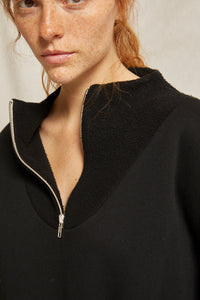 Tyra Fleece 1/4 Zip Pullover in True Black
