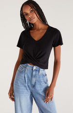 Load image into Gallery viewer, Twist of Fate Slub Top in Black
