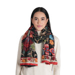 Load image into Gallery viewer, Enchanted Garden Velvet Scarf in Black
