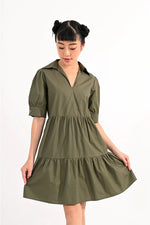 Load image into Gallery viewer, Tiered Mini Dress in Khaki
