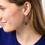 Load image into Gallery viewer, Veronica Two Tone Color Cut Glass Dangle Earrings in Blue
