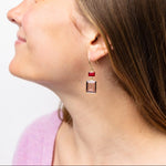 Load image into Gallery viewer, Veronica Two Tone Color Cut Glass Dangle Earrings in Red
