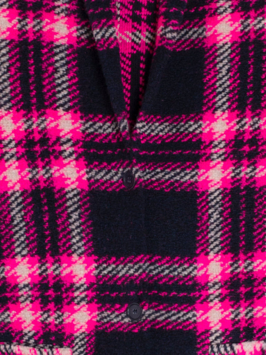 Claudia Plaid Coat in Navy/Pink