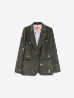 Load image into Gallery viewer, Heather Corduroy Dog Embroidery Blazer in Pana Hunter Green
