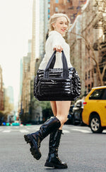 Load image into Gallery viewer, Voyager Travel Bag in Patent Black
