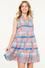 Load image into Gallery viewer, Sleeveless Dress in Red Mixed Stripe
