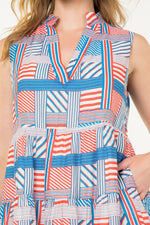 Load image into Gallery viewer, Sleeveless Dress in Red Mixed Stripe
