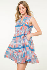 Load image into Gallery viewer, Sleeveless Dress in Red Mixed Stripe
