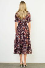 Load image into Gallery viewer, Short Sleeve Floral Maxi Dress in Black
