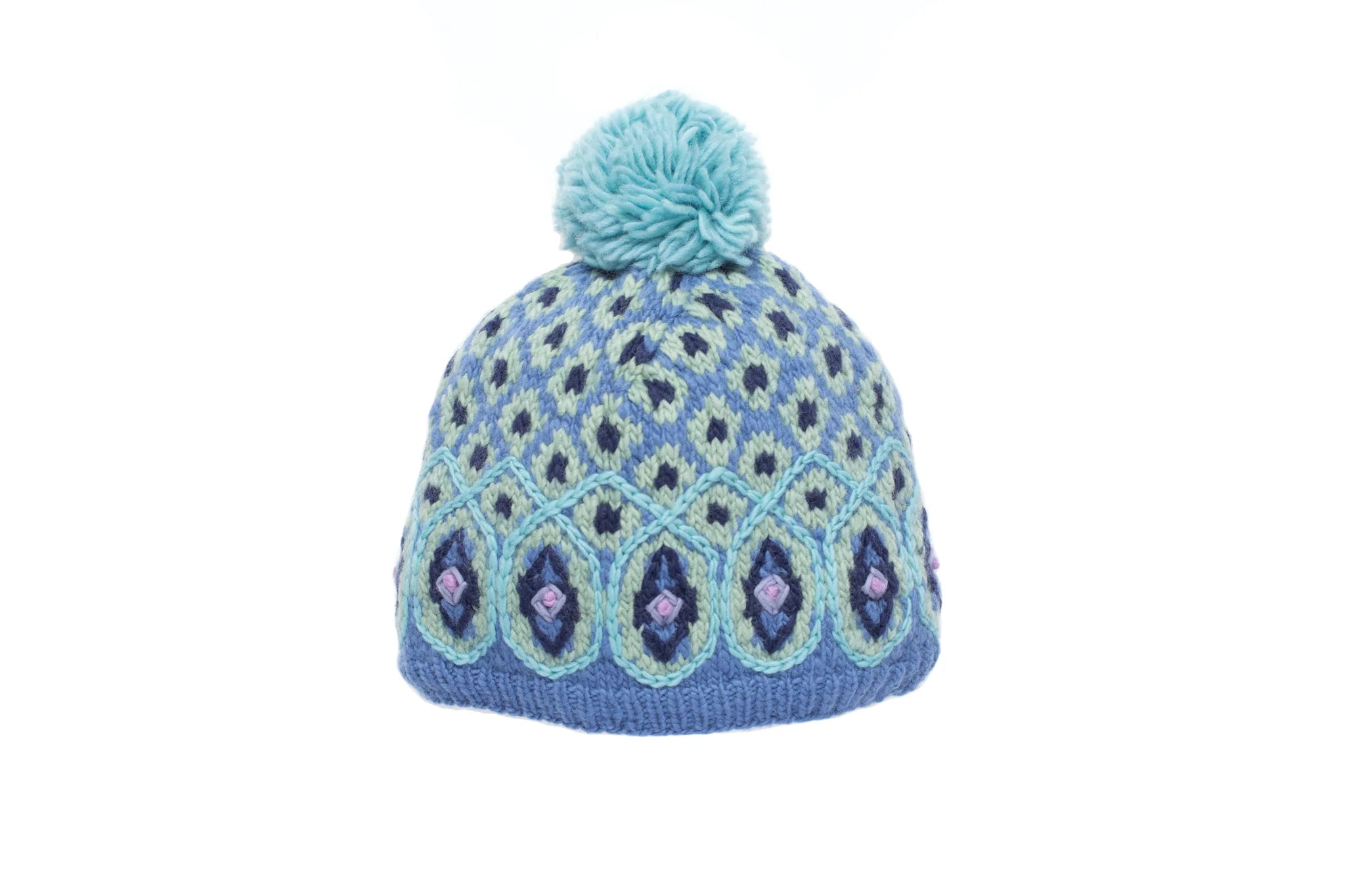 Vintage Chalet Knit Hat in Blue