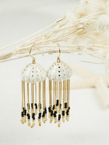 Jellyfish Fringe Earrings in White