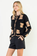 Load image into Gallery viewer, Teddy Bear Knit Cardigan in Black
