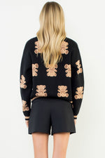 Load image into Gallery viewer, Teddy Bear Knit Cardigan in Black
