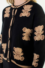 Load image into Gallery viewer, Teddy Bear Knit Cardigan in Black
