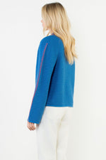 Load image into Gallery viewer, Contrast Blanket Stitch Cardigan in Blue/Red
