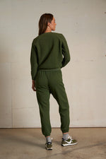 Load image into Gallery viewer, Ziggy Inside Out Cotton Fleece Shrunken Crew Sweatshirt in Fern Green
