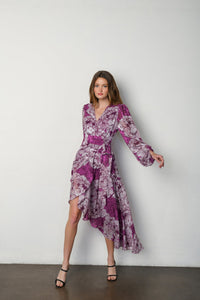 Nina Wrap Dress in Fuchsia