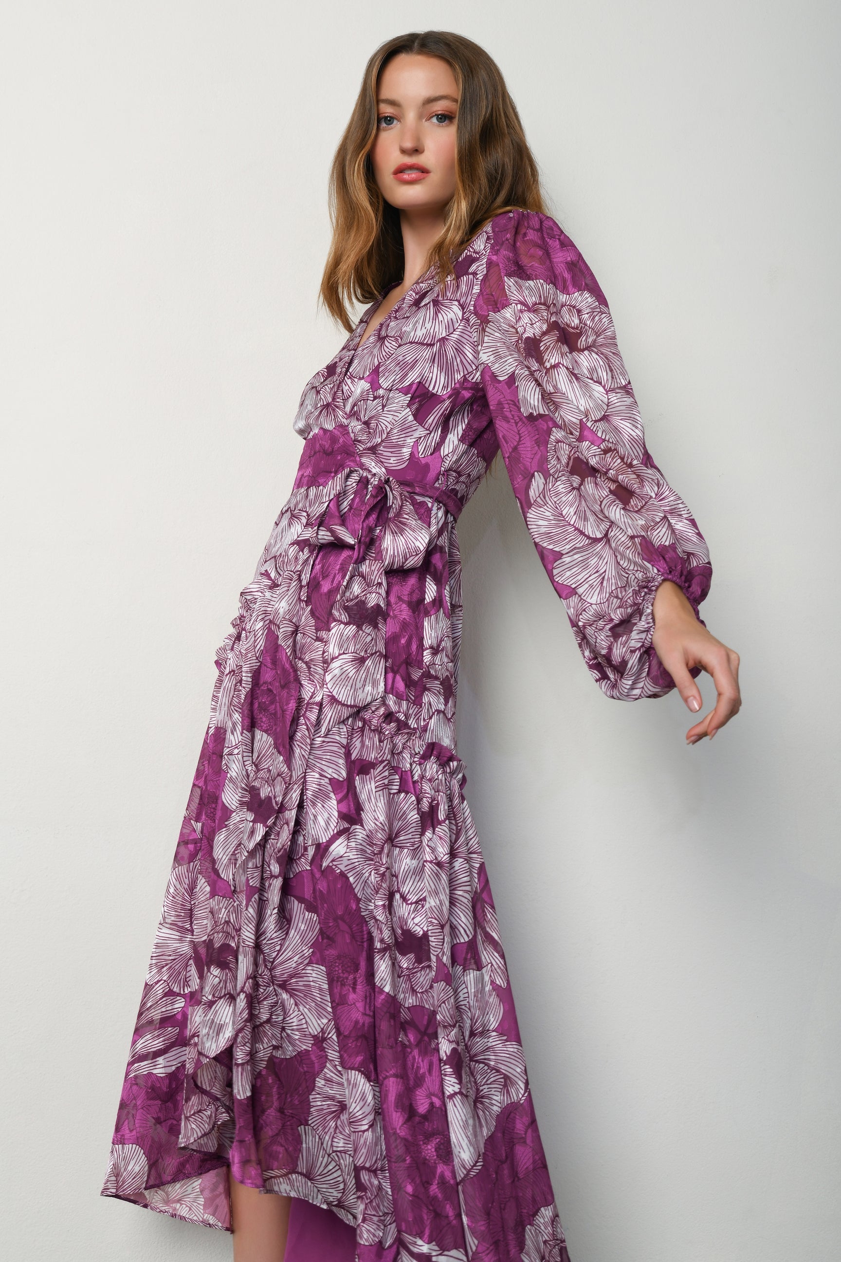 Nina Wrap Dress in Fuchsia