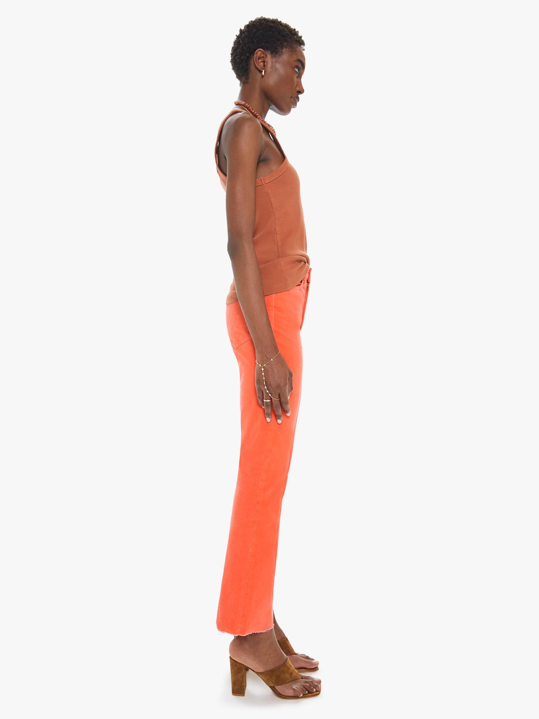 The Hustler Ankle Fray Corduroy in Coral