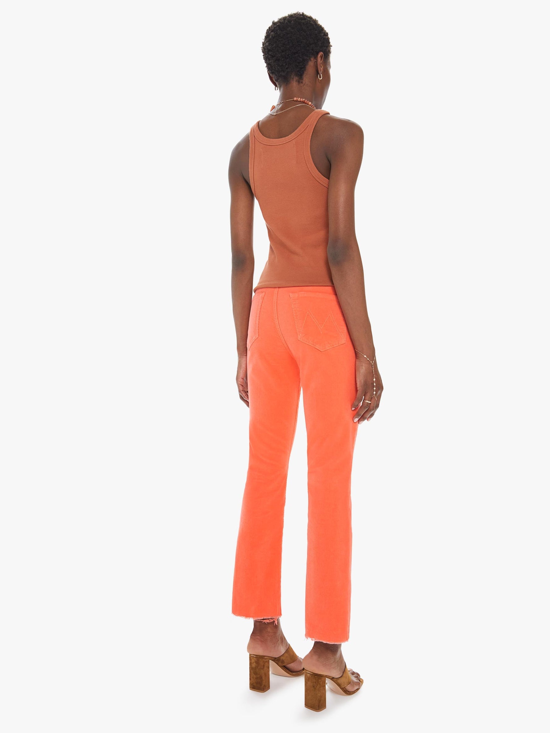 The Hustler Ankle Fray Corduroy in Coral