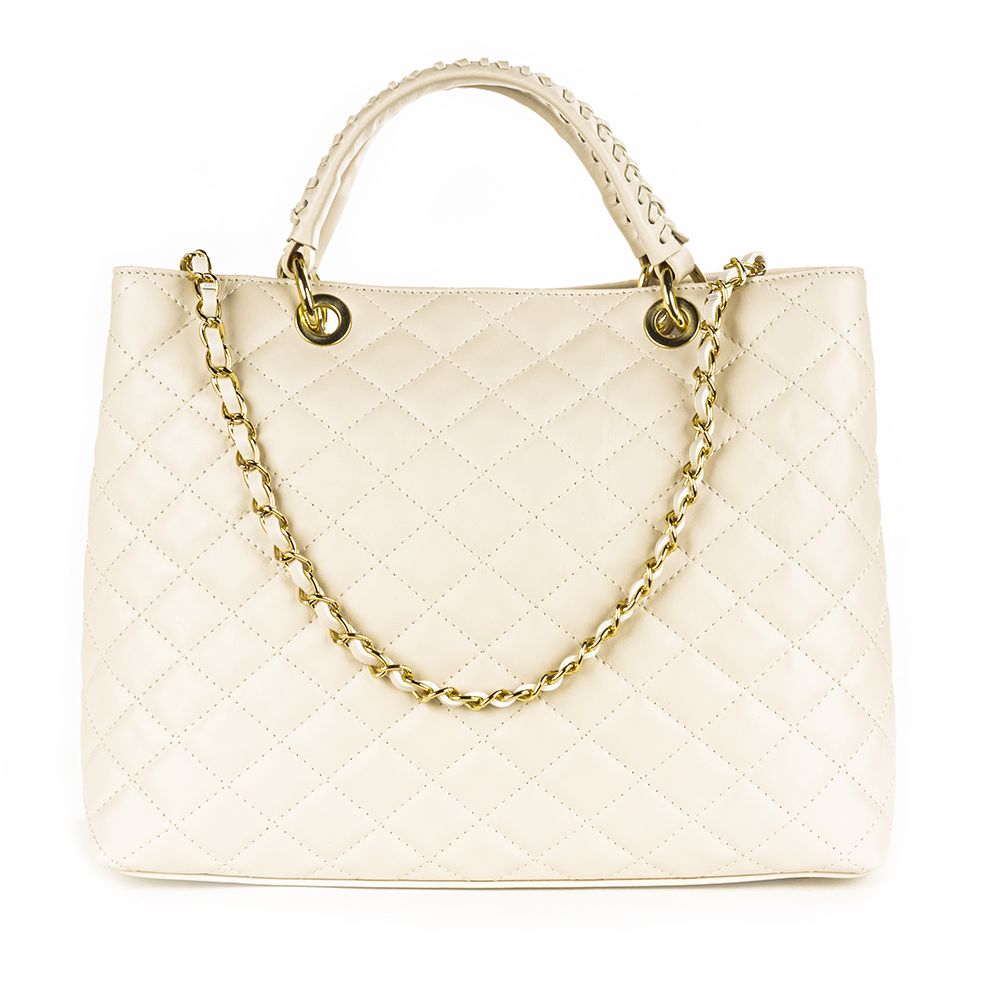 Quilted Handbag in Cream