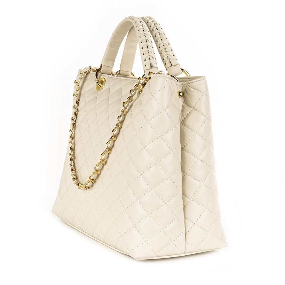 Quilted Handbag in Cream – Mint Julep