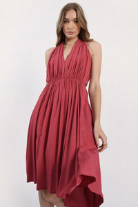 Halter Dress in Raspberry