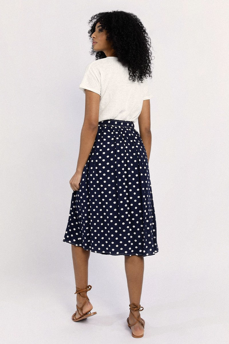 Polka Dot Skirt in Navy