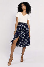 Load image into Gallery viewer, Polka Dot Skirt in Navy
