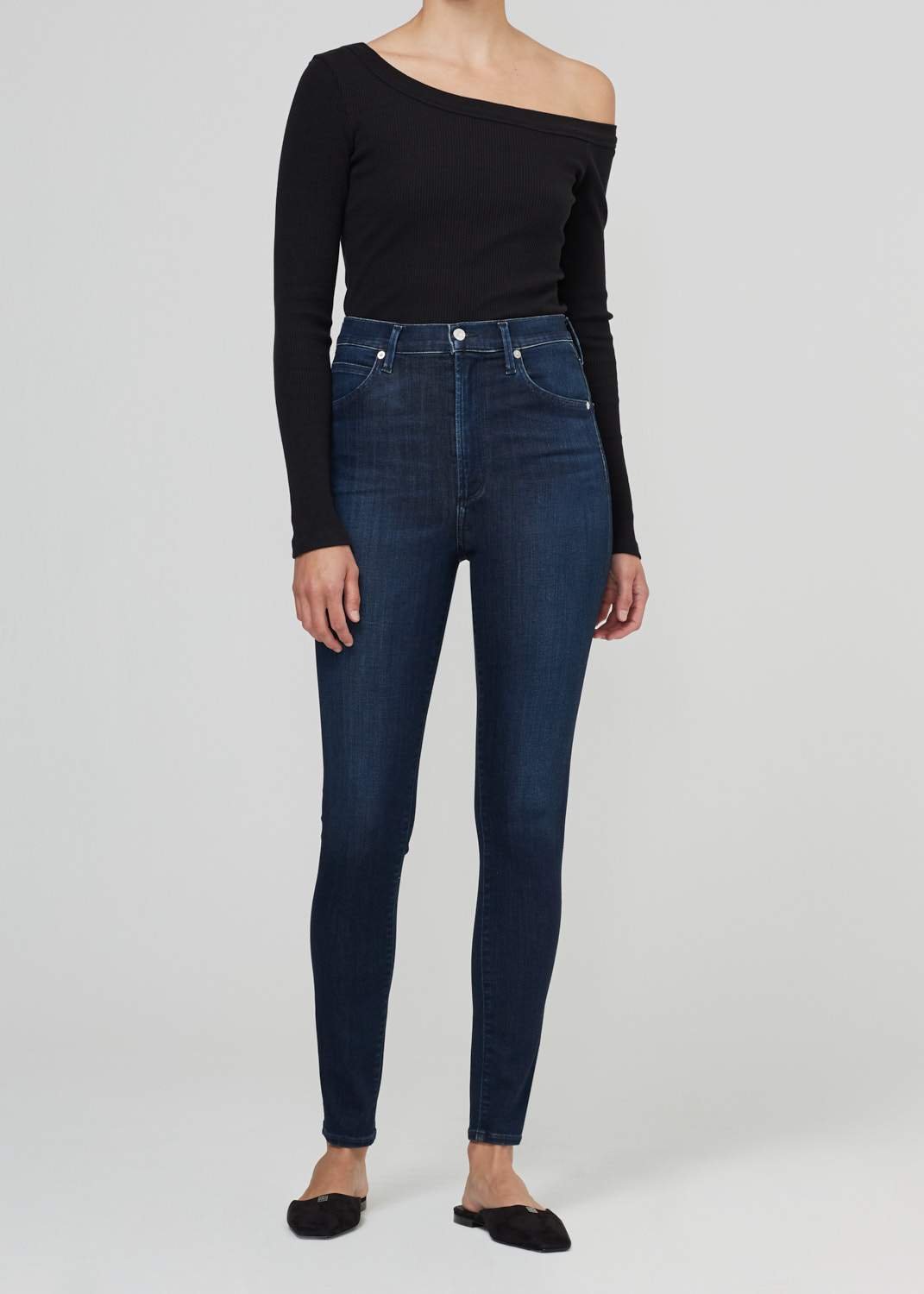 Chrissy LONG High Rise Skinny Jean in De Nimes