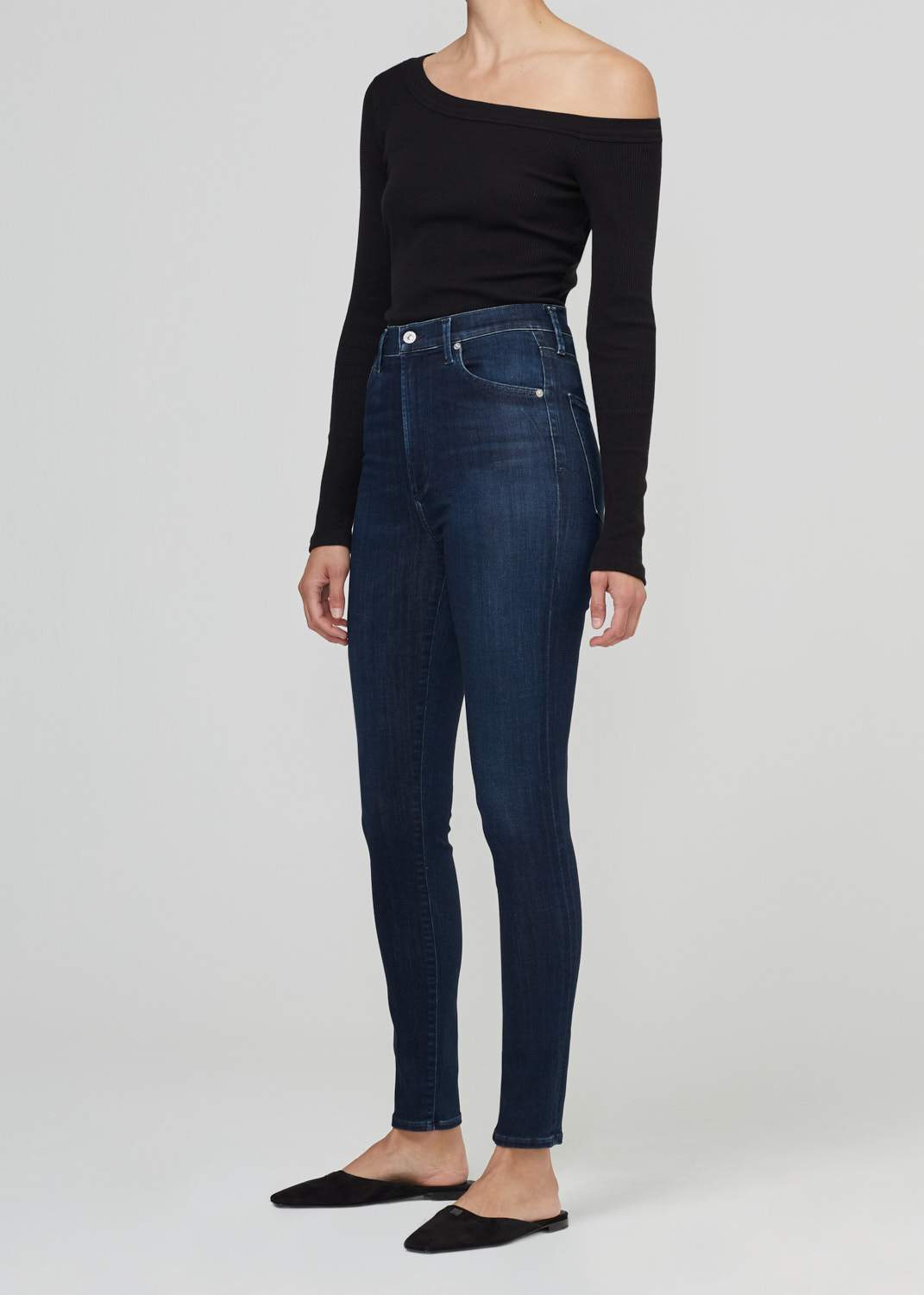 Chrissy LONG High Rise Skinny Jean in De Nimes