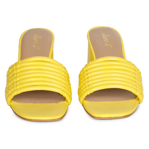 Bethany Leather Block Heel in Yellow