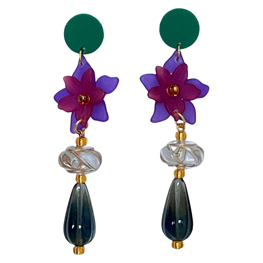 Floral Drop Earrings in Sangria